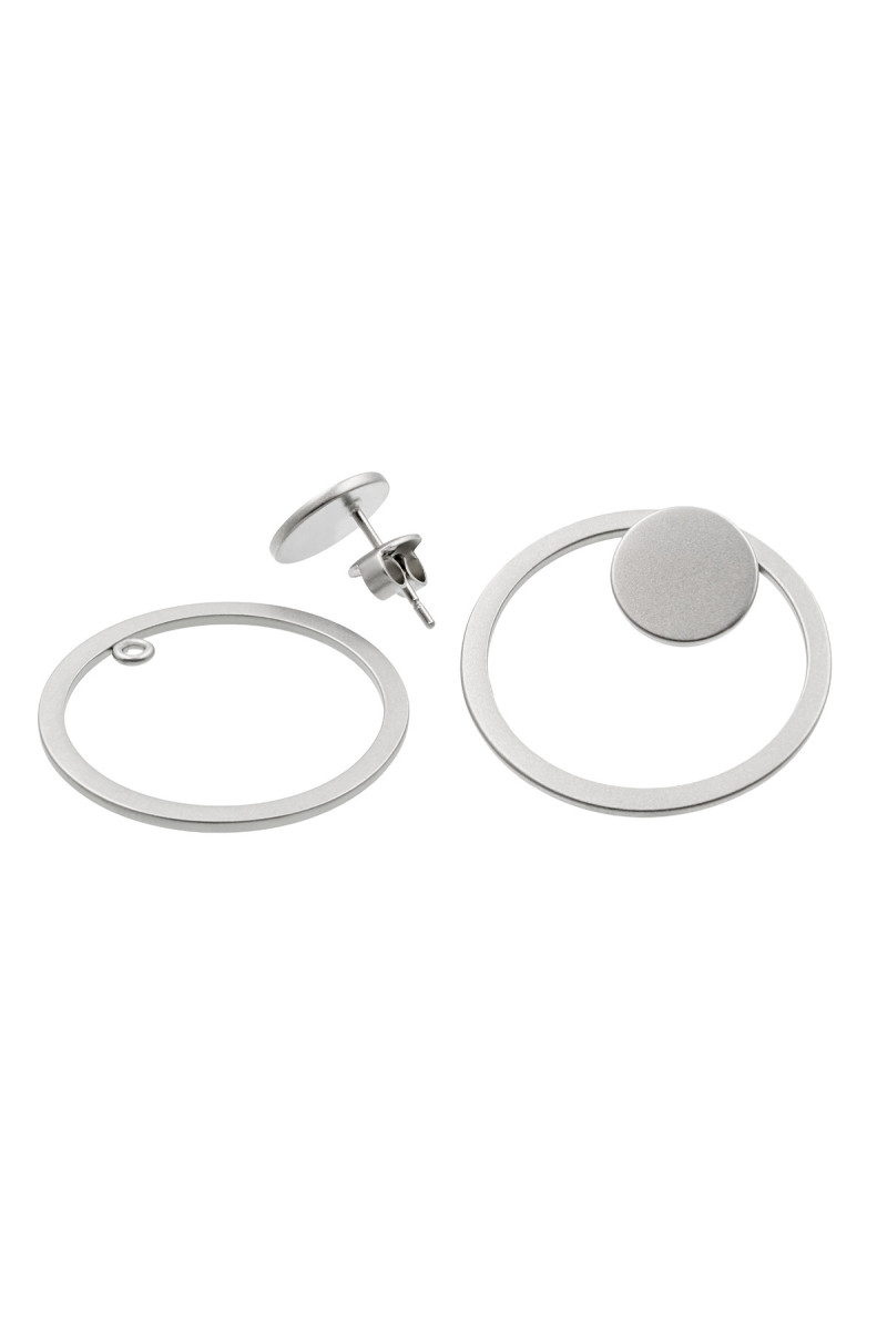 3-in-1 earring set made of satin-finished stainless steel