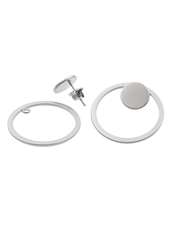 3-in-1 satin-finished stainless steel earring set