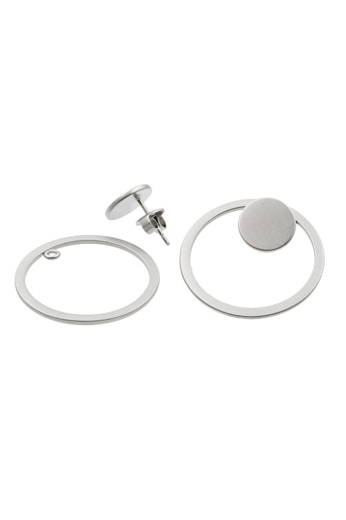 3-in-1 earring set made of satin-finished stainless steel