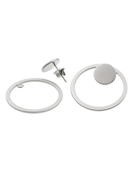 3-in-1 satin-finished stainless steel earring set