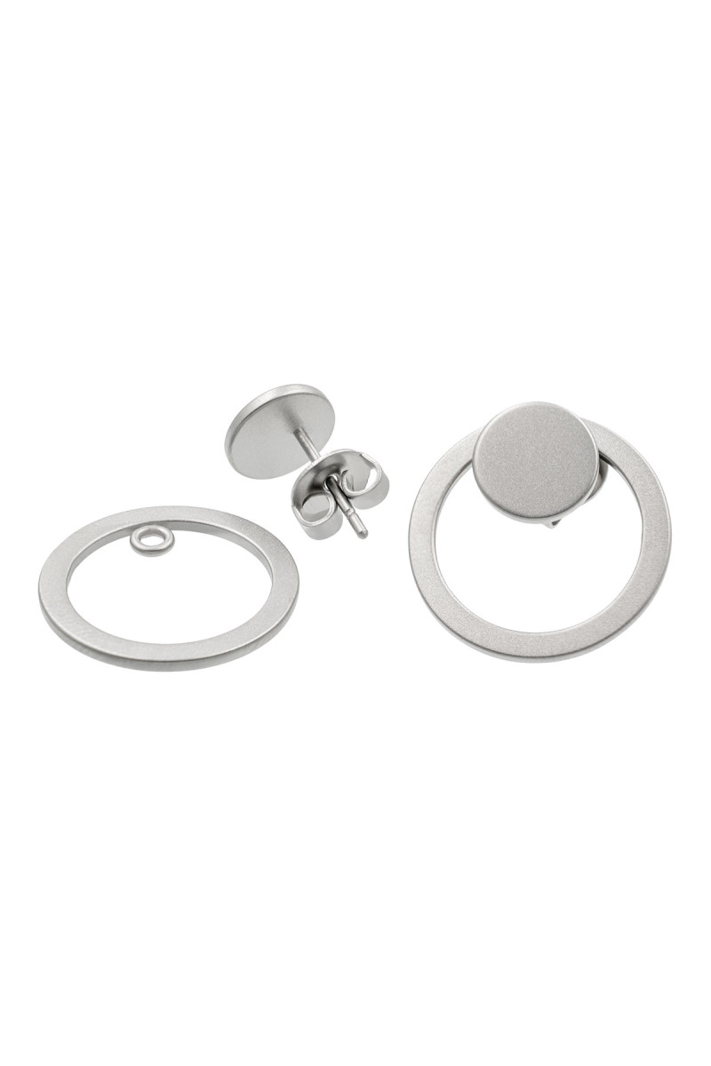 2-in-1 satin-finished stainless steel earring set featuring minimalist satin silver hoop designs.