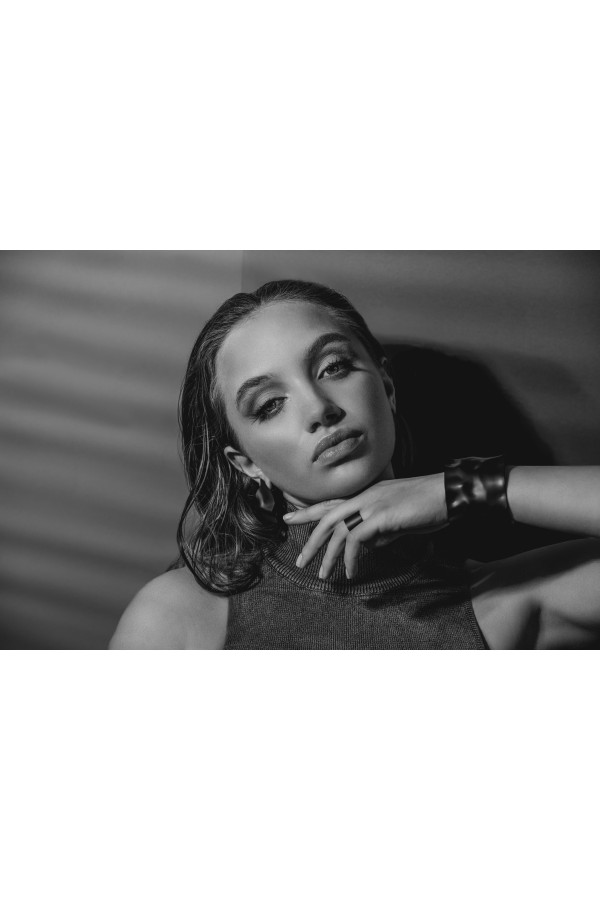 Wide bracelet in creased matte stainless steel 2