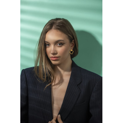 Gold-plated stainless steel 2-in-1 square earrings 2