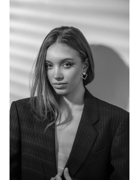 Stainless steel 2-in-1 square earrings