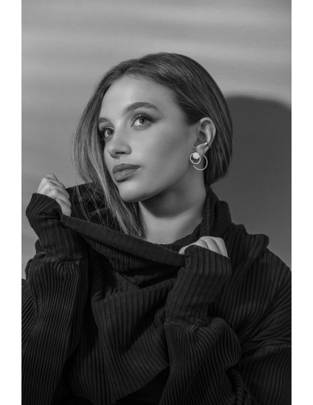 3-in-1 satin-finished stainless steel earring set