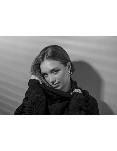 3-in-1 satin-finished stainless steel earring set