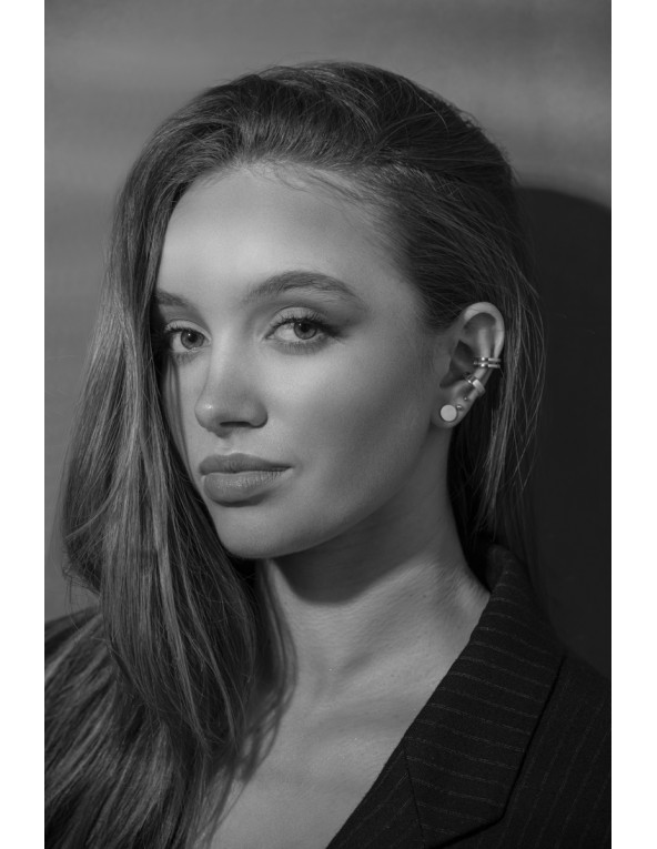 Silver 3 mm stainless steel ball stud earrings with polished shiny finish.