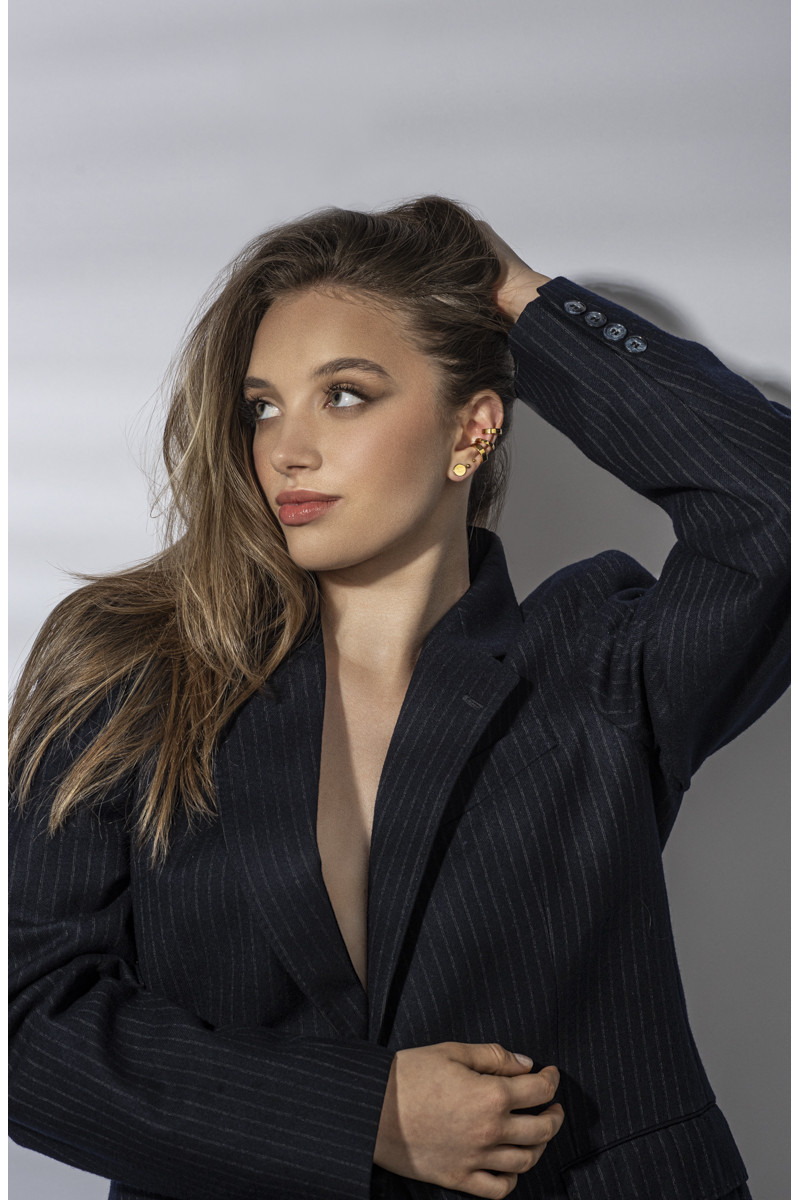 Gold 3 mm stainless steel ball stud earrings with polished gold finish.