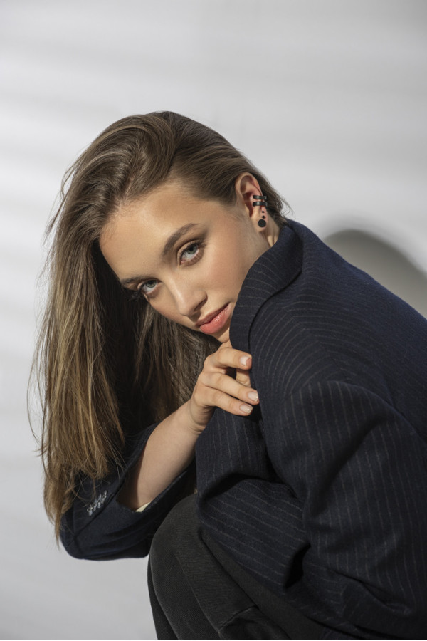 Matte black 3 mm stainless steel ball stud earrings with minimalist design. 2