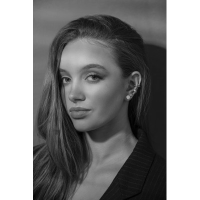 Silver 5 mm double stainless steel ear cuff with polished shiny finish. 2