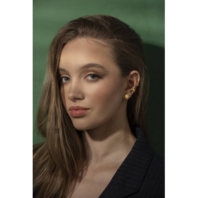 Gold 5 mm double stainless steel ear cuff with polished golden finish. 2