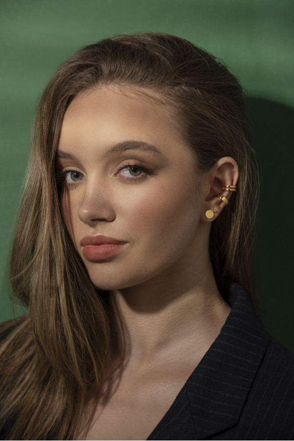 Gold 5 mm double stainless steel ear cuff with polished golden finish. 2