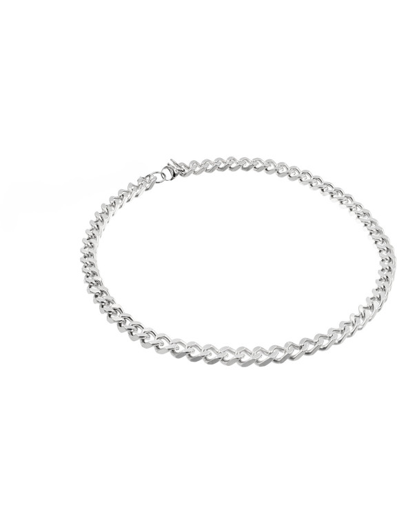 Men's stainless steel curb chain necklace in a polished silver finish.