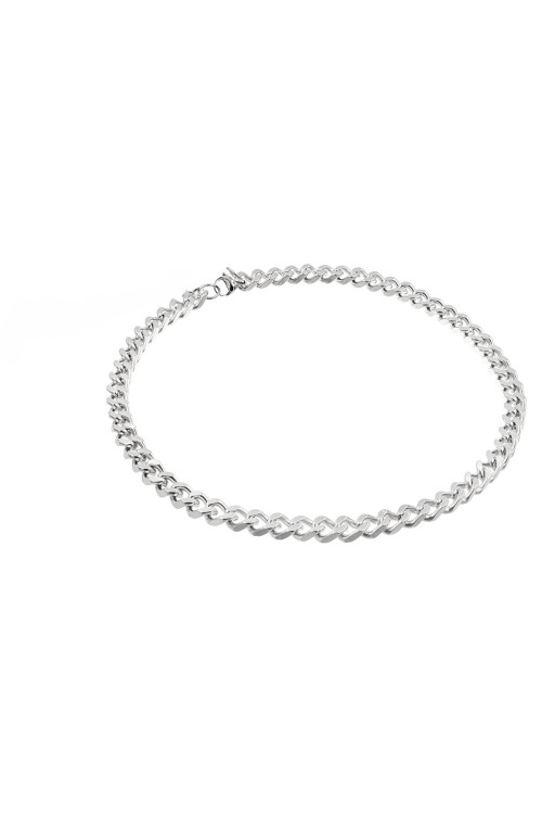 Men's stainless steel curb chain necklace in a polished silver finish.
