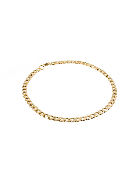 Gold men’s stainless steel curb chain necklace with a polished finish.
