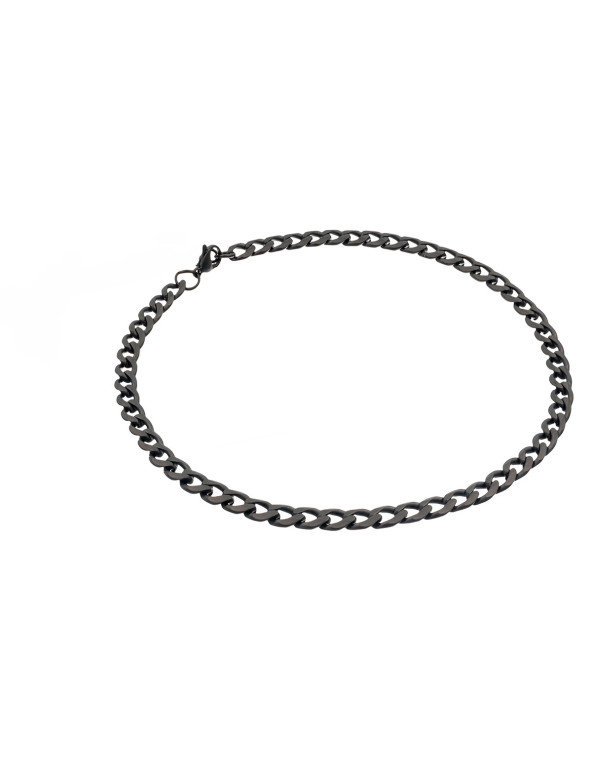 Matte black men’s stainless steel curb chain necklace with a modern matte finish.