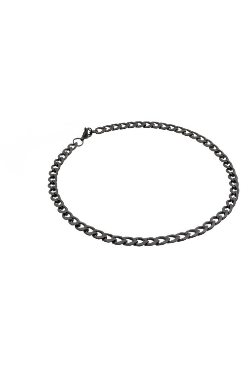 Matte black men’s stainless steel curb chain necklace with a modern matte finish.