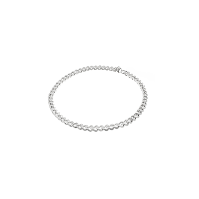 Silver men’s stainless steel curb chain bracelet with a lobster clasp.