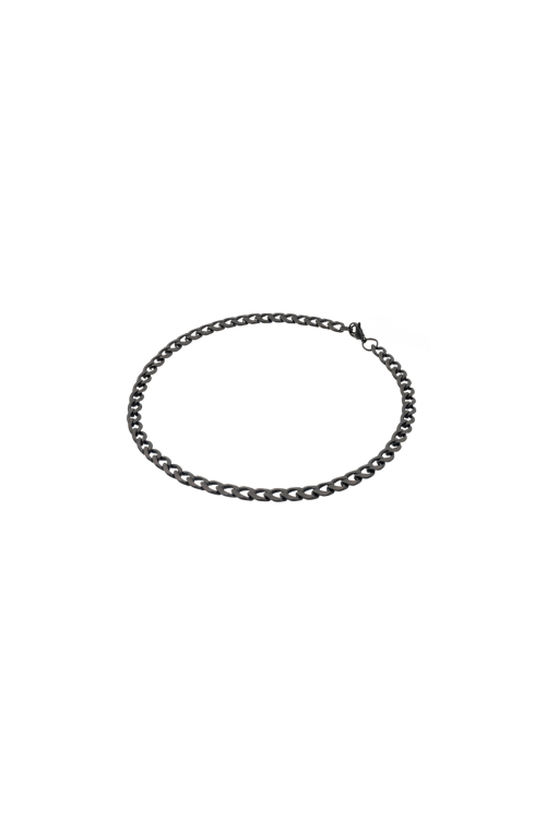 Matte black men’s stainless steel curb chain bracelet with a lobster clasp.