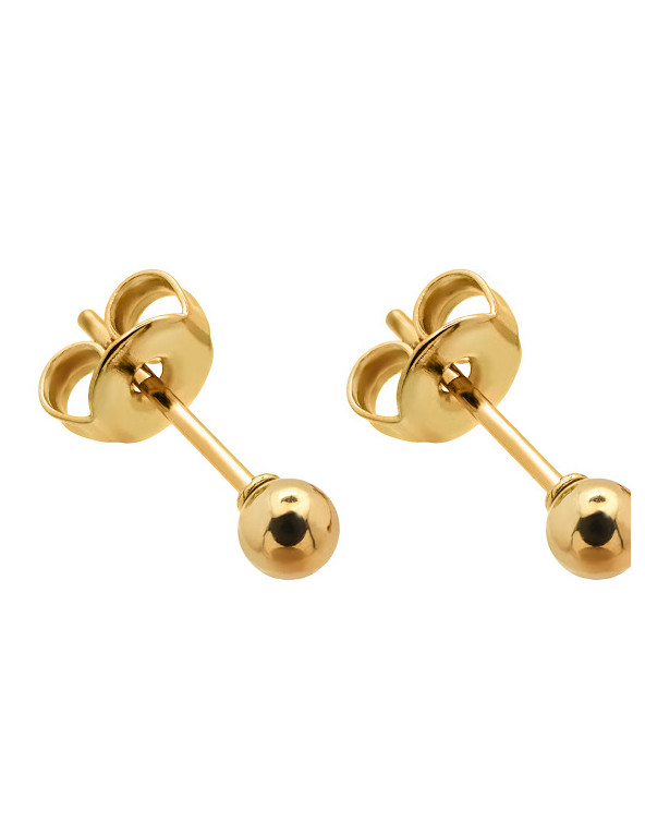 Delicate earrings balls 3 mm in gold plated stainless steel