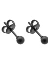 Matte black 3 mm stainless steel ball stud earrings with minimalist design.