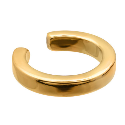 Gold 2.5 mm stainless steel ear cuff with polished golden finish.