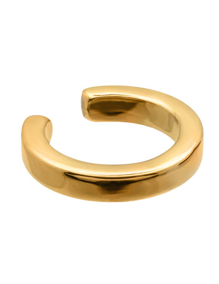 Gold 2.5 mm stainless steel ear cuff with polished golden finish.