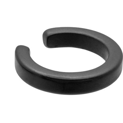 Matte black 2.5 mm stainless steel ear cuff with minimalist finish.