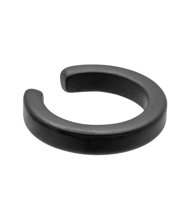 Matte black 2.5 mm stainless steel ear cuff with minimalist finish.