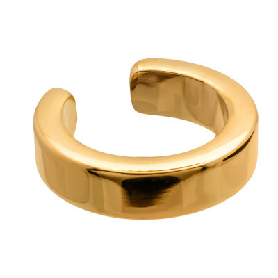 Gold 3.6 mm stainless steel ear cuff with polished golden finish.