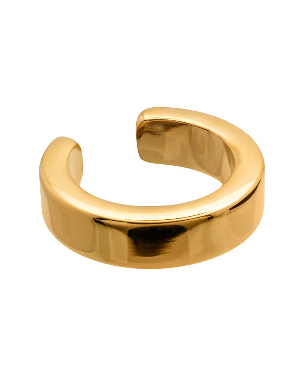 Gold 3.6 mm stainless steel ear cuff with polished golden finish.