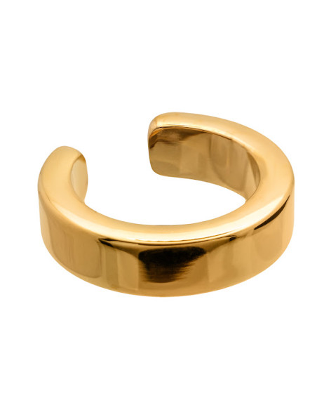 Gold 3.6 mm stainless steel ear cuff with polished golden finish.