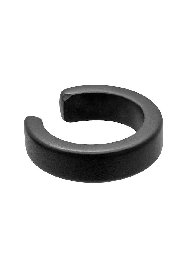 Matte black 3.6 mm stainless steel ear cuff with contemporary finish.