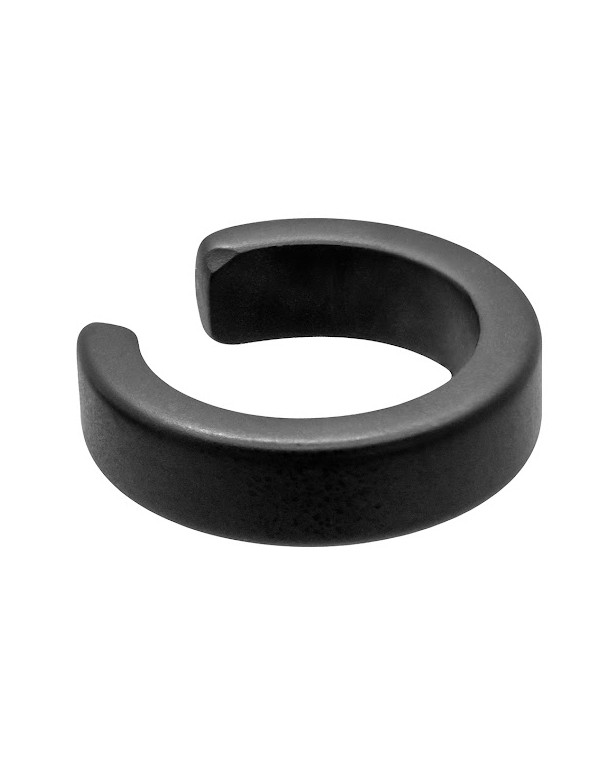 Matte black 3.6 mm stainless steel ear cuff with contemporary finish.