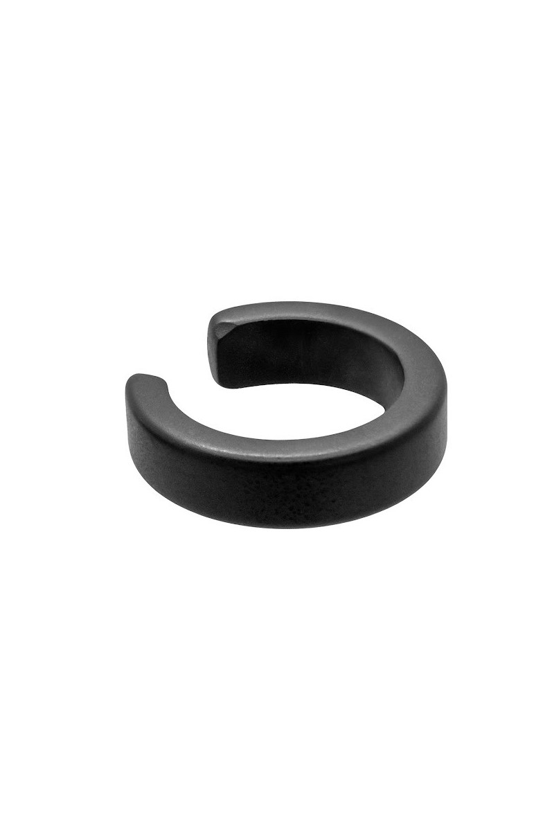 Matte black 3.6 mm stainless steel ear cuff with contemporary finish.