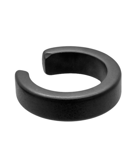 Matte black 3.6 mm stainless steel ear cuff with contemporary finish.