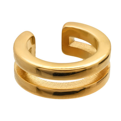 Gold 5 mm double stainless steel ear cuff with polished golden finish.