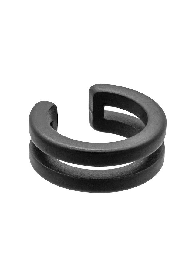 Matte black 5 mm double stainless steel ear cuff with modern matte finish.