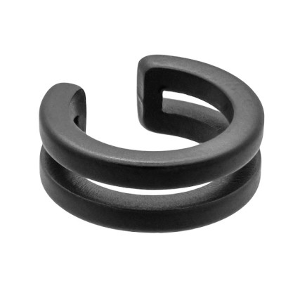 Matte black 5 mm double stainless steel ear cuff with modern matte finish.