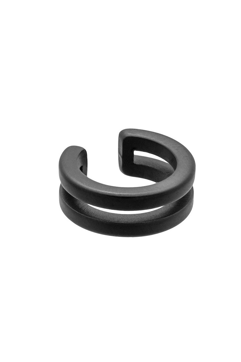 Matte black 5 mm double stainless steel ear cuff with modern matte finish.