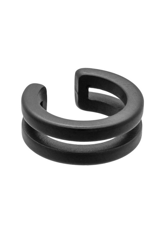 Matte black 5 mm double stainless steel ear cuff with modern matte finish.