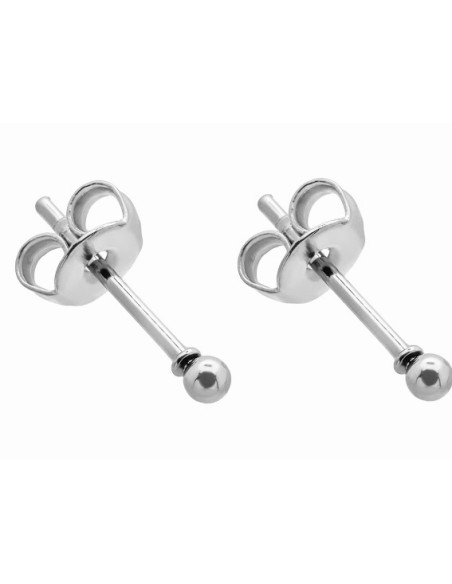 Silver 2 mm stainless steel ball stud earrings with a polished finish.