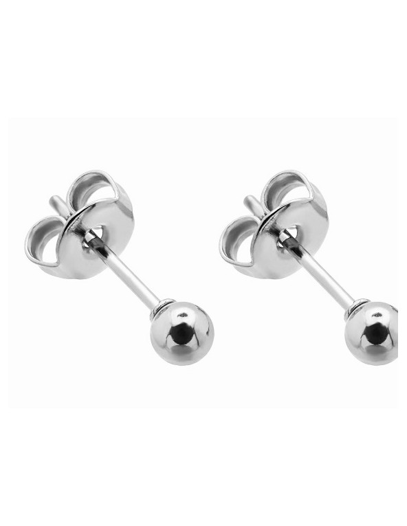 Delicate earrings balls 3 mm in stainless steel