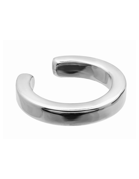 Silver 2.5 mm stainless steel ear cuff with polished finish.