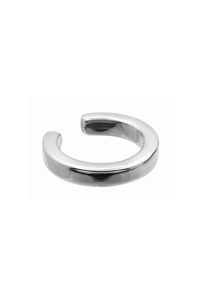 Silver 2.5 mm stainless steel ear cuff with polished finish.