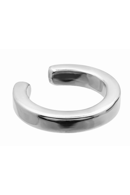 Silver 2.5 mm stainless steel ear cuff with polished finish.