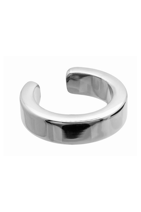 Silver 3.6 mm stainless steel ear cuff with polished shiny finish.