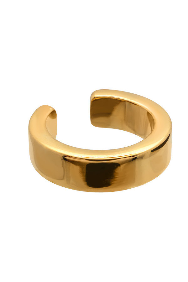 Gold 4.1 mm stainless steel ear cuff with polished golden finish.