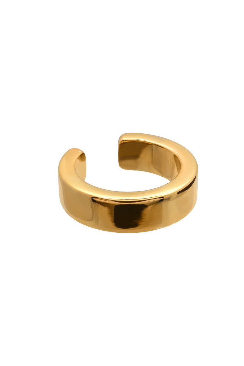Gold 4.1 mm stainless steel ear cuff with polished golden finish.