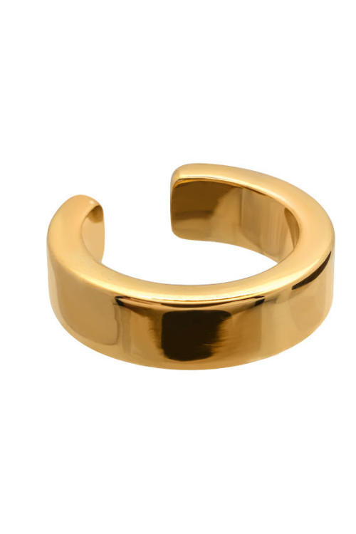 Gold 4.1 mm stainless steel ear cuff with polished golden finish.